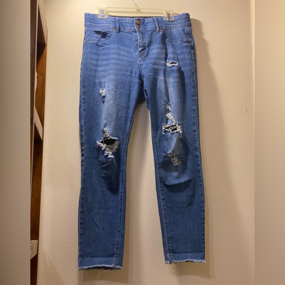 Ripped blue jeans